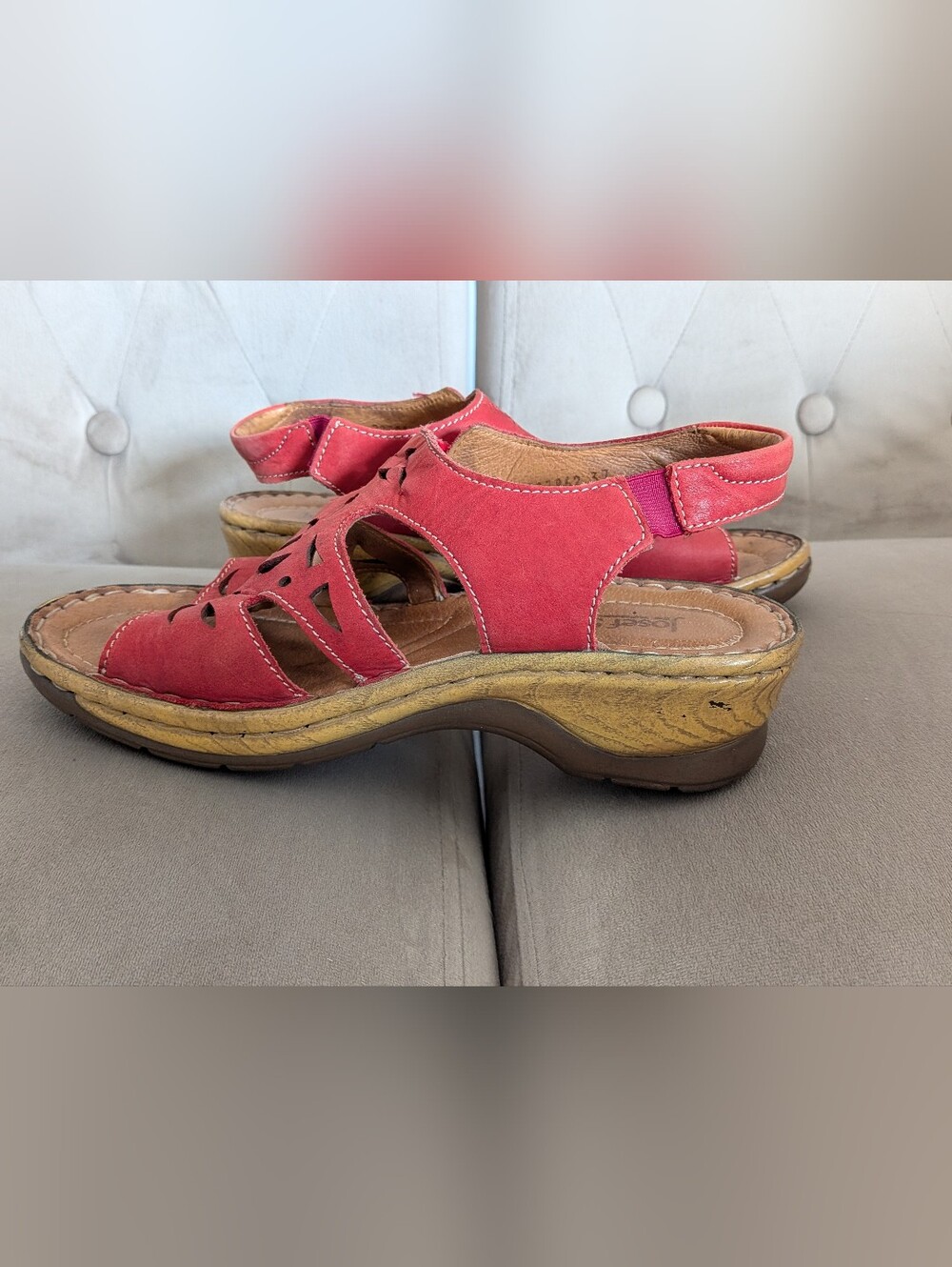 Josef Seibel Red Leather Women's Slingback Sandals